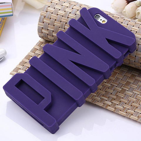 3D PINK Letter Soft Silicone Case for iPhone