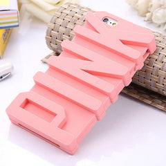 3D PINK Letter Soft Silicone Case for iPhone