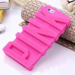 3D PINK Letter Soft Silicone Case for iPhone